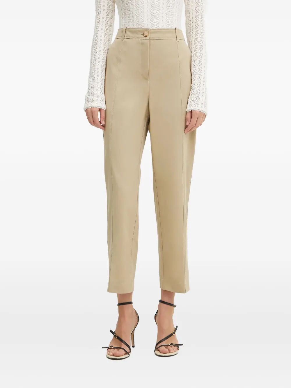 Hugo Boss Front-seam Straight Trousers In Brown