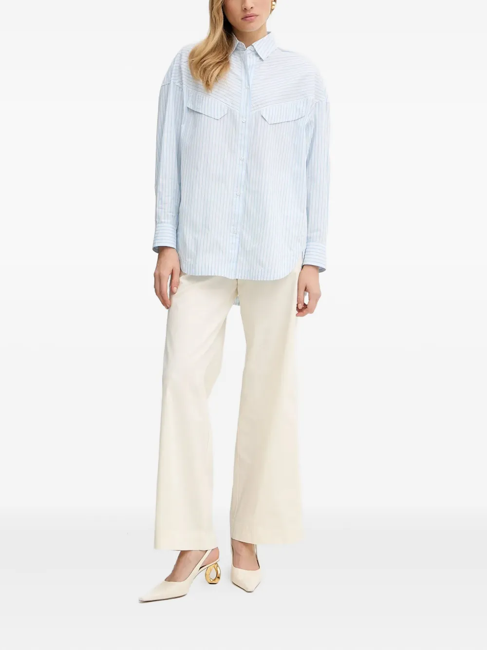 BOSS Straight broek met zakken Beige