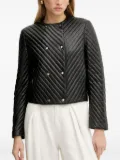 BOSS quilted-chevron cropped jacket - Black