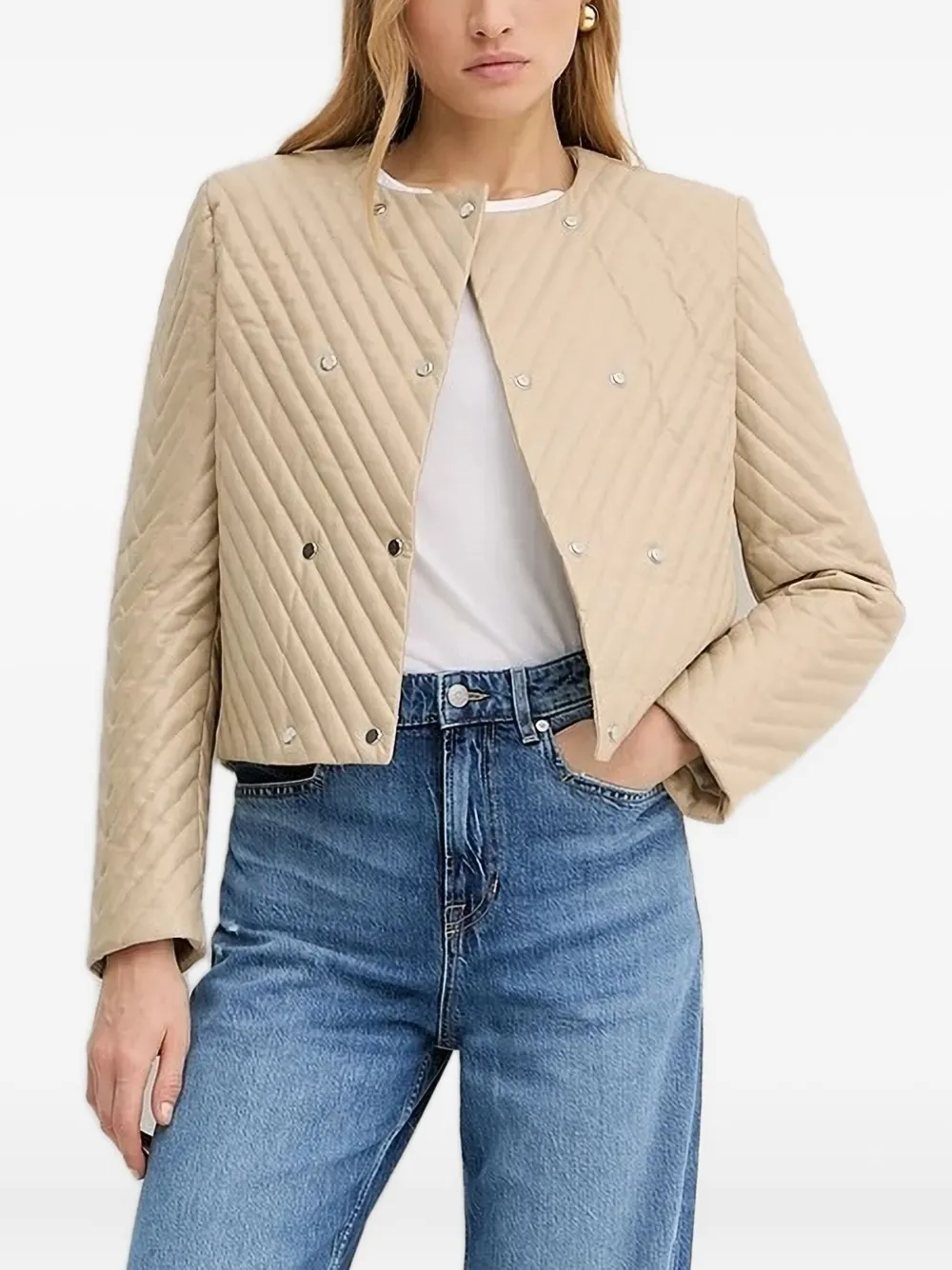 Hugo Boss Diagonal-quilted Leather Jacket In Brown