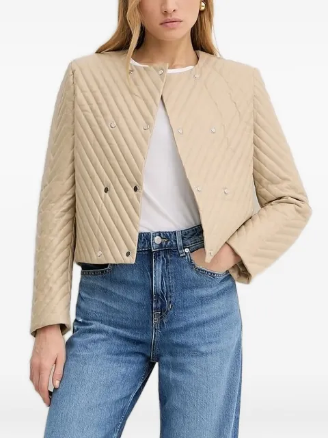 BOSS diagonal-quilted leather jacket