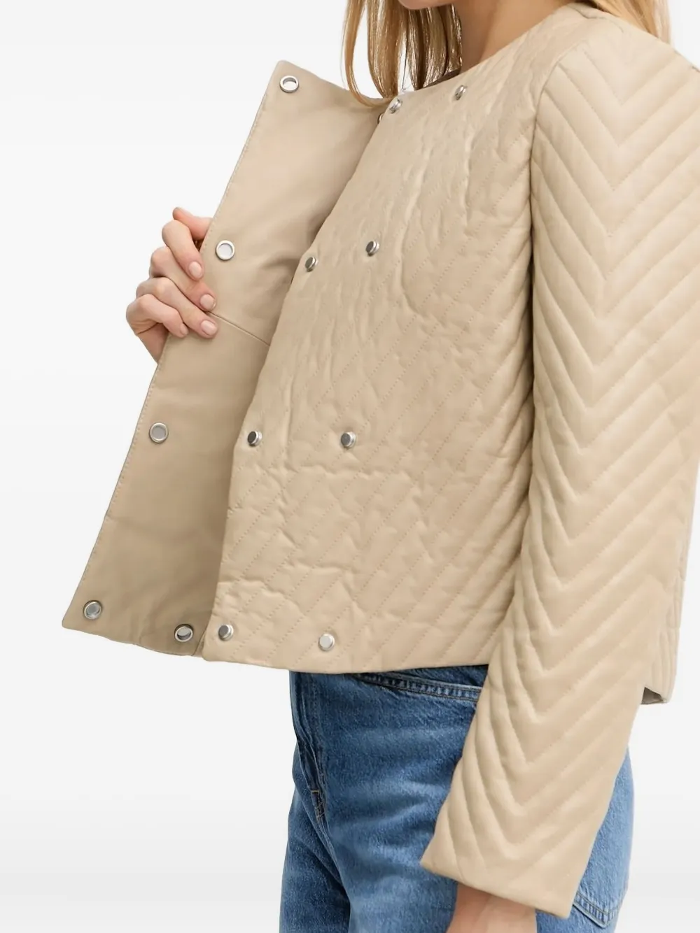 Hugo Boss Diagonal-quilted Leather Jacket In Brown