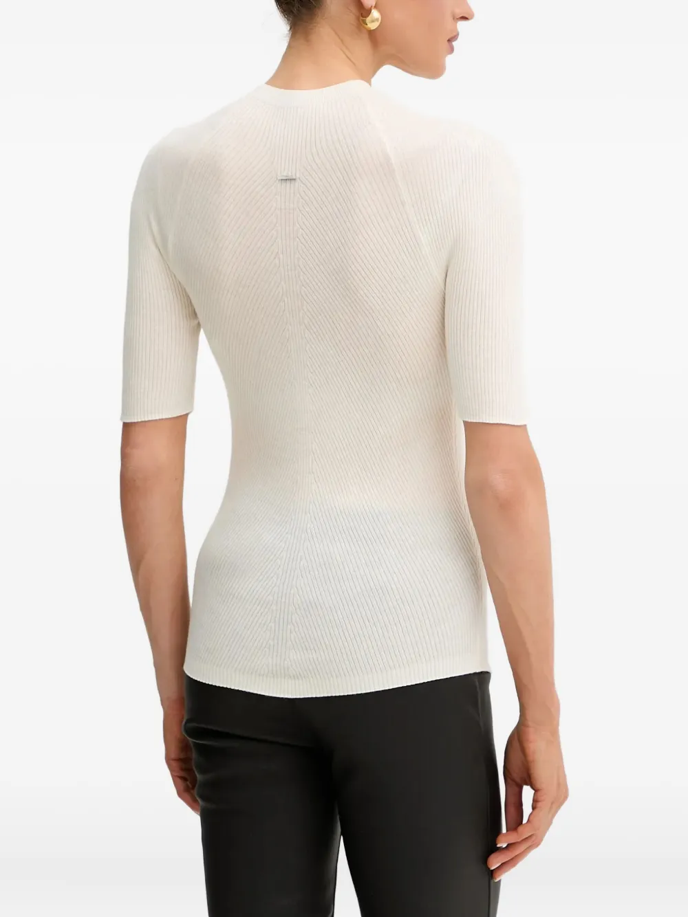 Hugo Boss Ribbed High-neck T-shirt In White