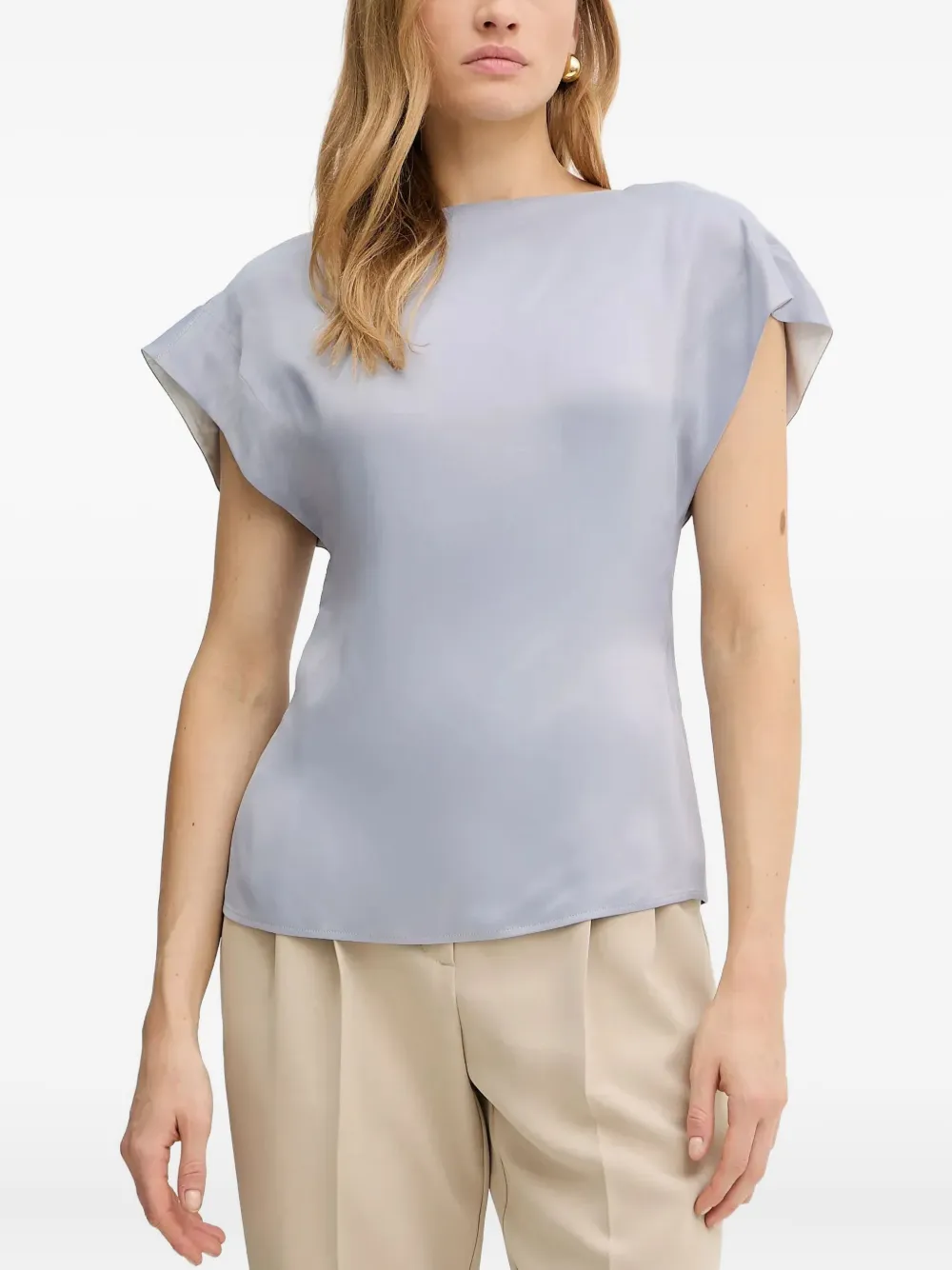 short-sleeve zipped blouse