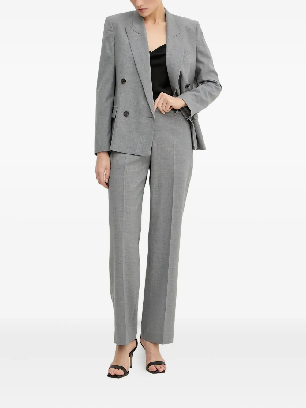BOSS Wollen blazer met dubbele rij knopen Grijs