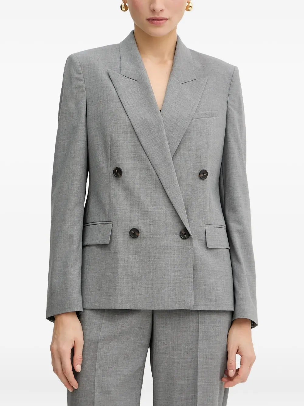 BOSS Wollen blazer met dubbele rij knopen Grijs
