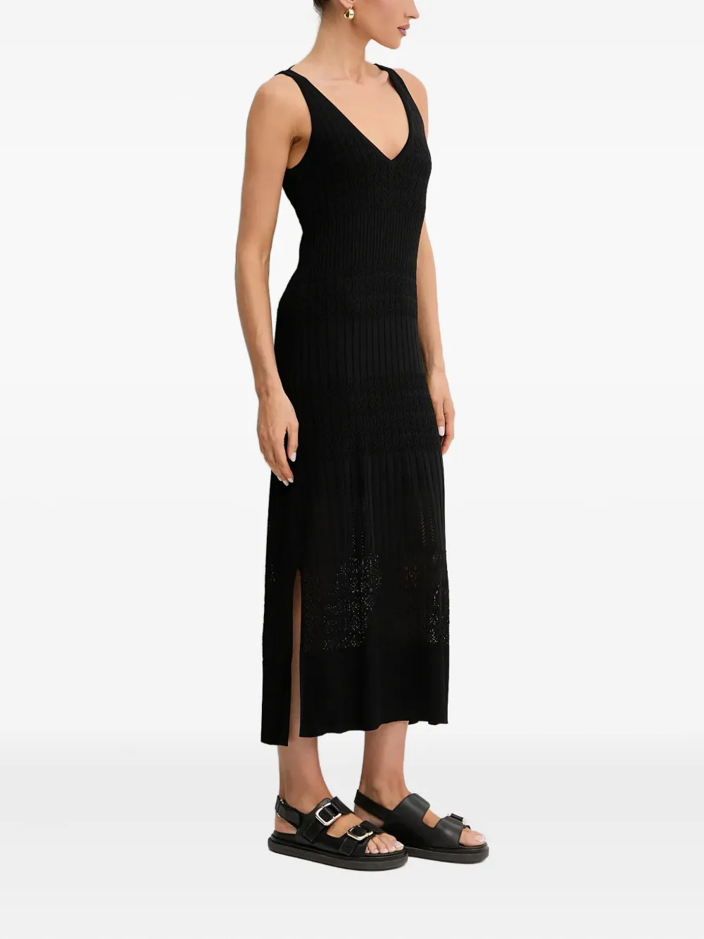 BOSS Midi-jurk met V-hals - Zwart