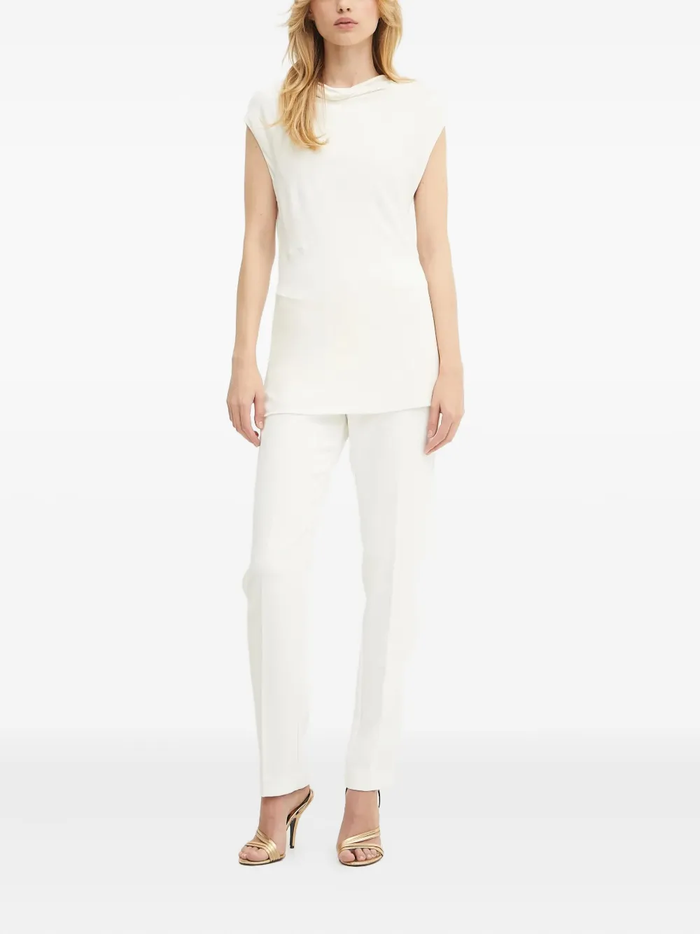 Hugo Boss Boss Elamma Cap Sleeve Top In White