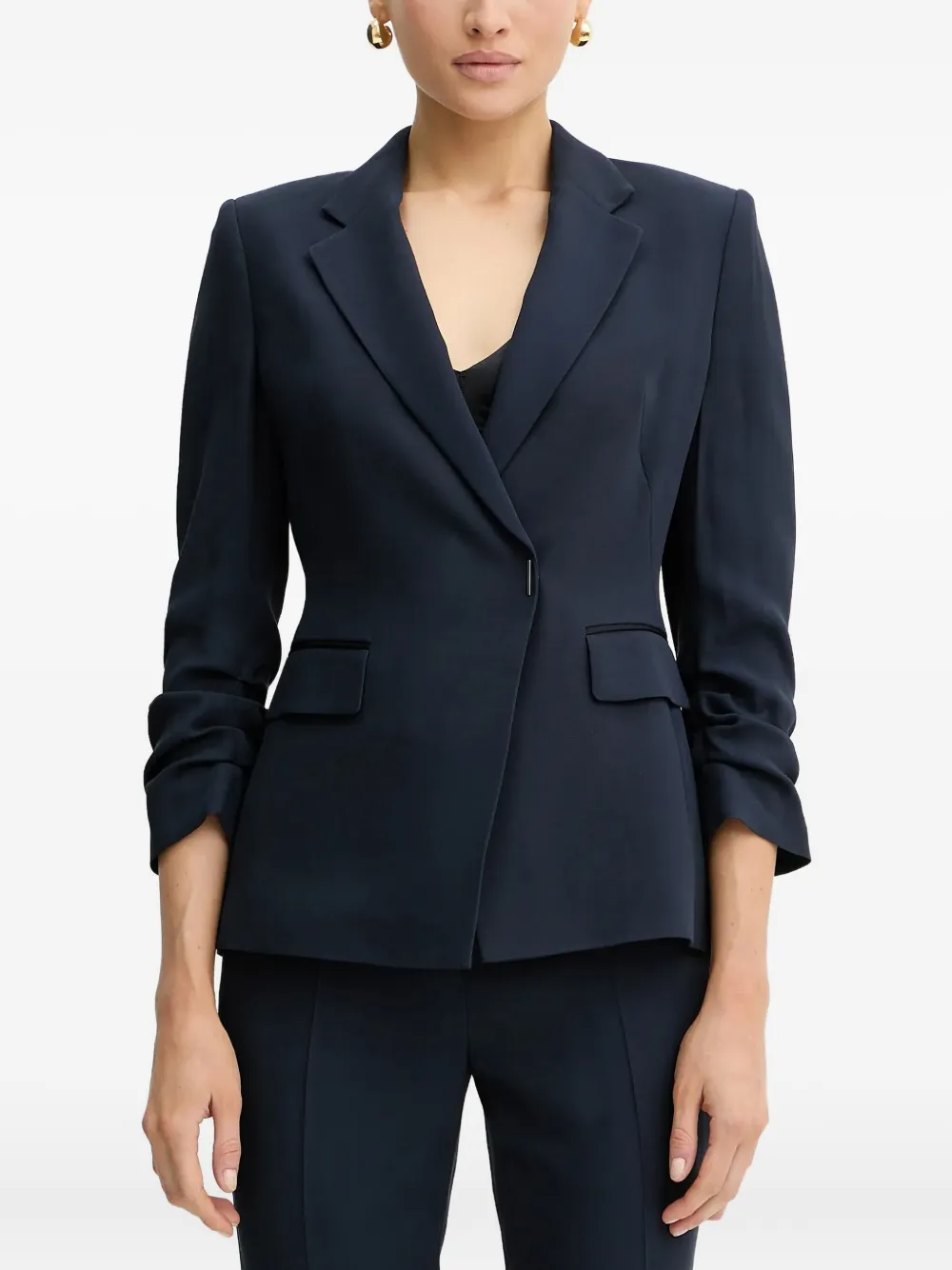 gathered-sleeves blazer
