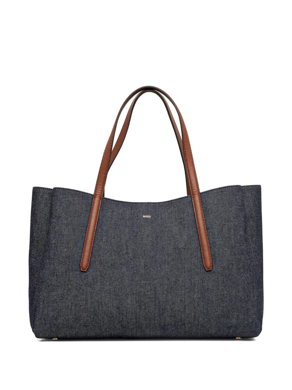 Hugo Boss Denim Leather-trimmed Tote Bag In Blue