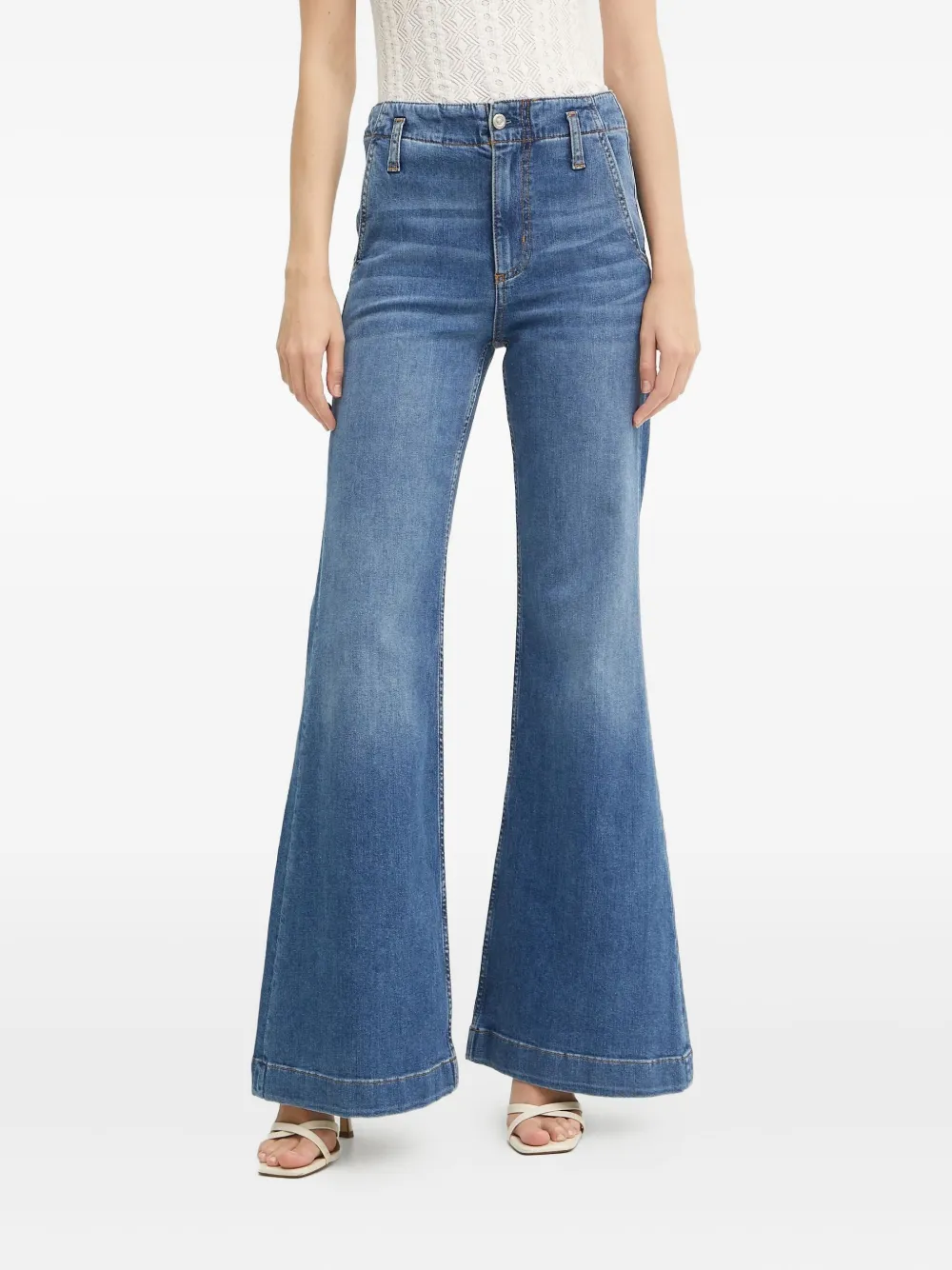 high-waisted flared jeans