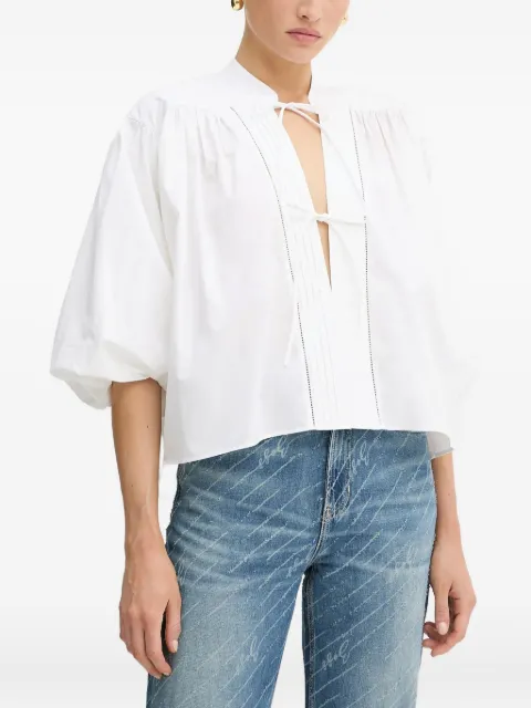 BOSS balloon-sleeve tie blouse