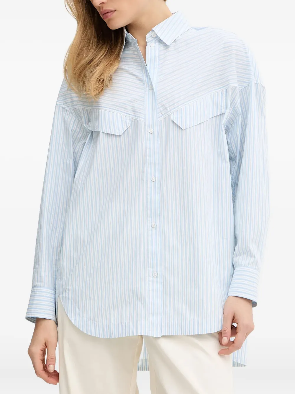 Hugo Boss Striped Pocket Shirt In Blue