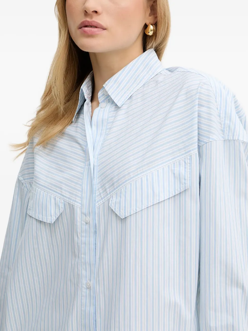 BOSS Gestreept blouse met zak Blauw