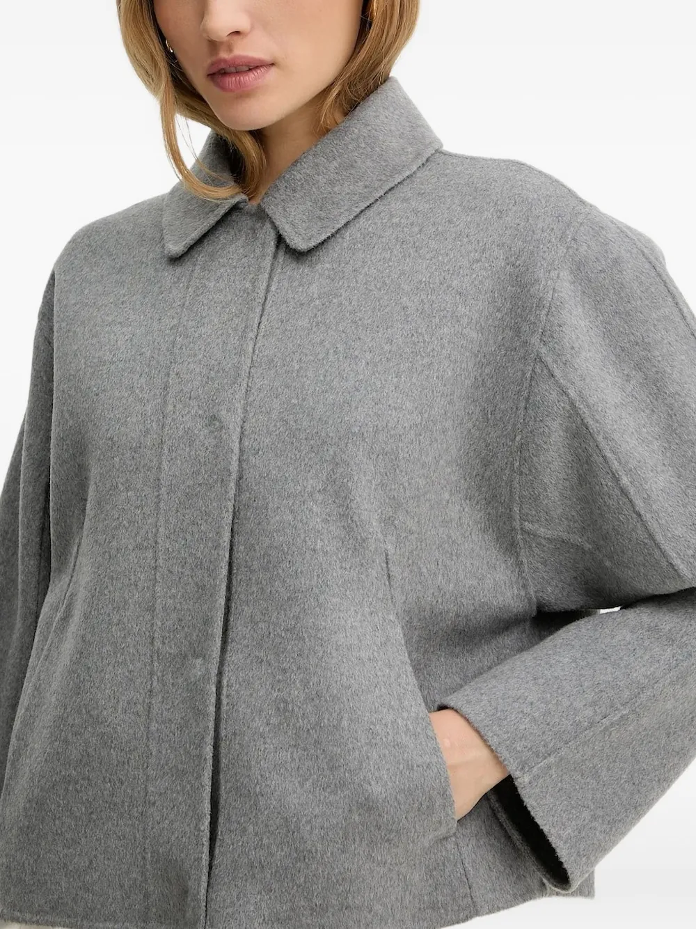 Hugo Boss Cropped Buttoned Jacket In Gray