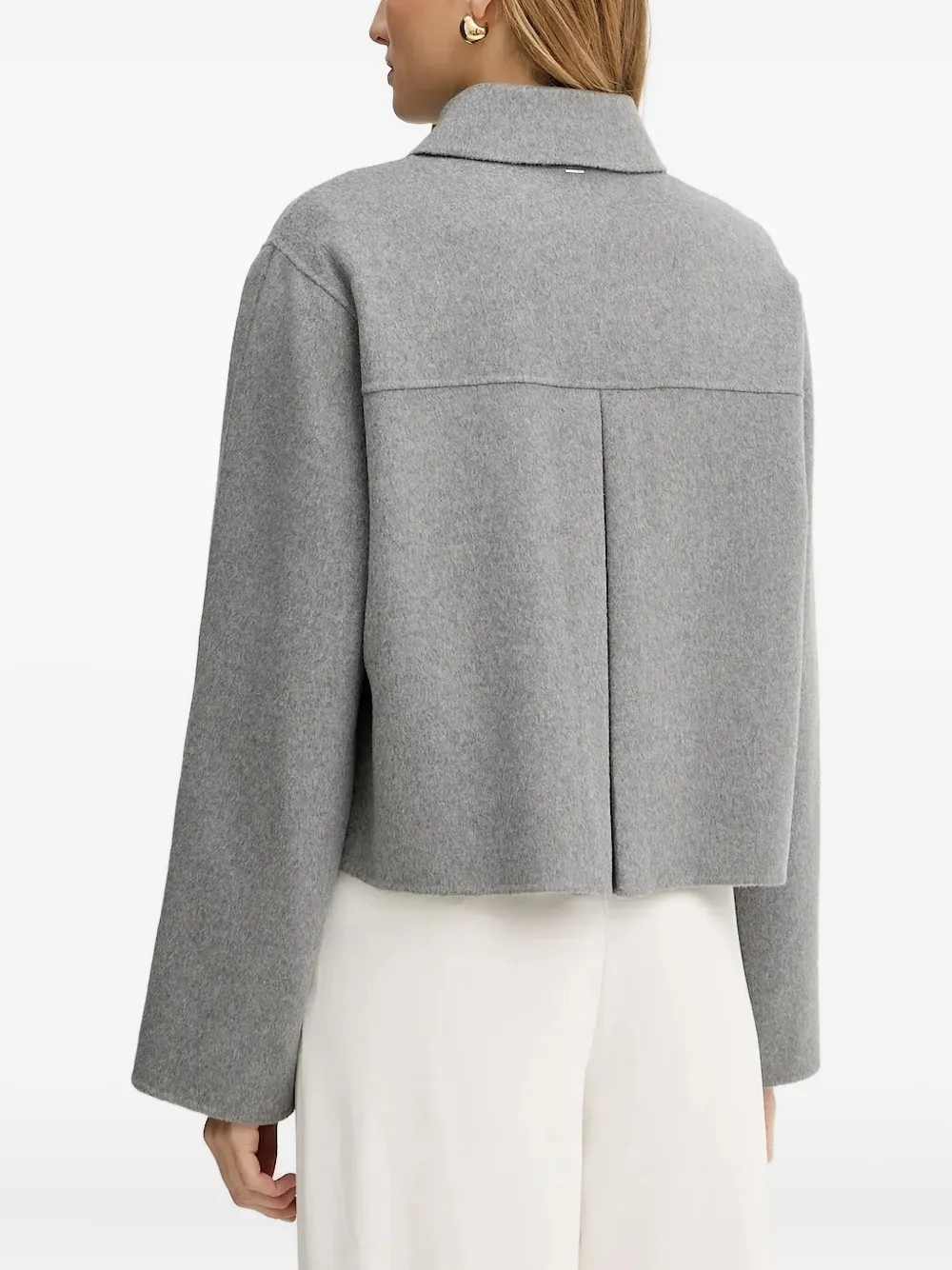 Hugo Boss Cropped Buttoned Jacket In Gray