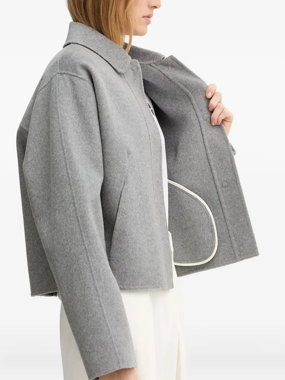 Hugo Boss Cropped Buttoned Jacket In Gray