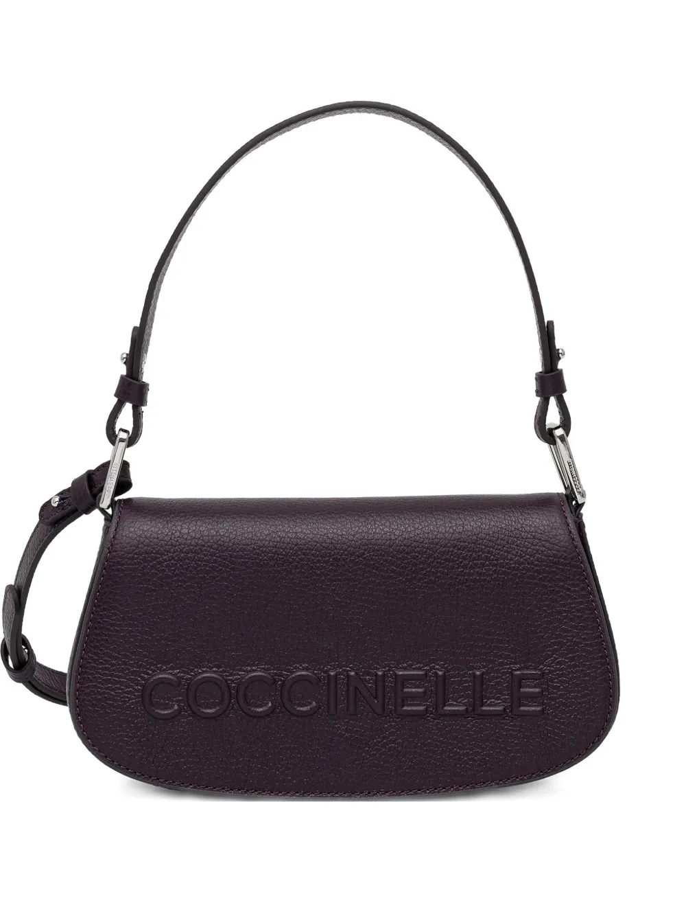 Coccinelle Myrtha embossed leather shoulder bag Paars