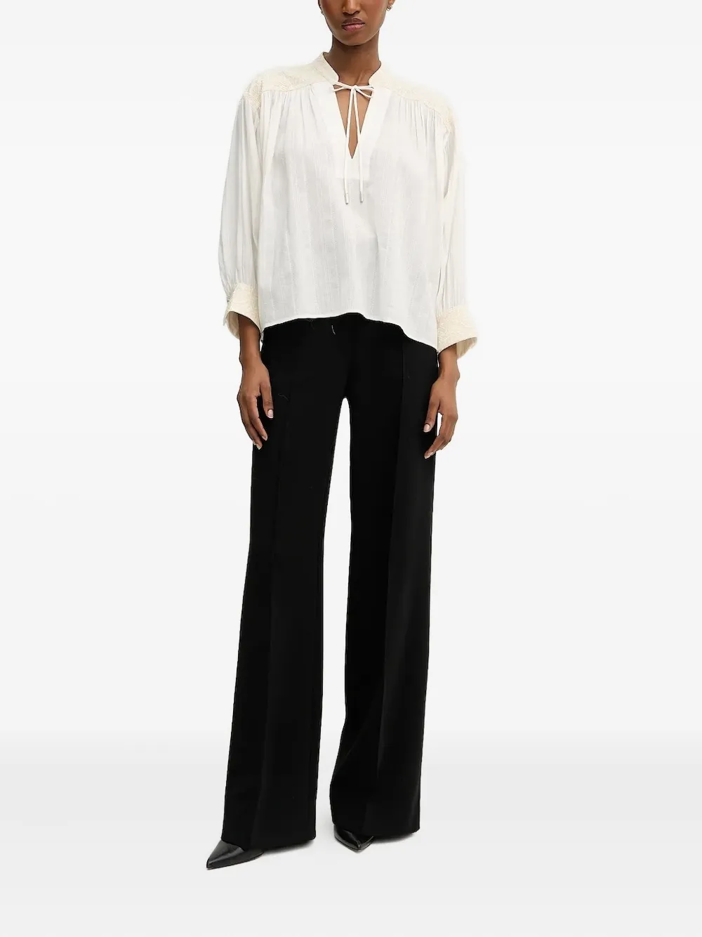 BOSS embroidered tie-neck top | Blouses | Image 2