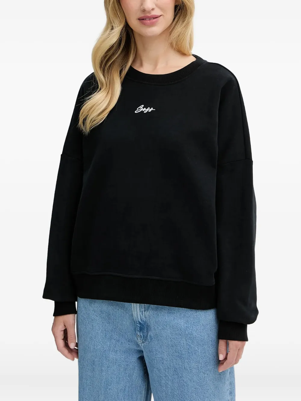 Hugo Boss Embroidered-logo Sweatshirt In Black