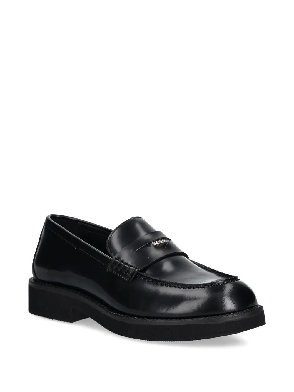 BOSS leather penny loafers Black