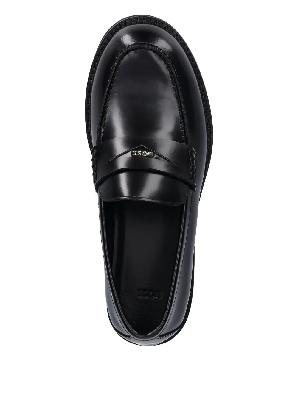 BOSS leather penny loafers Black