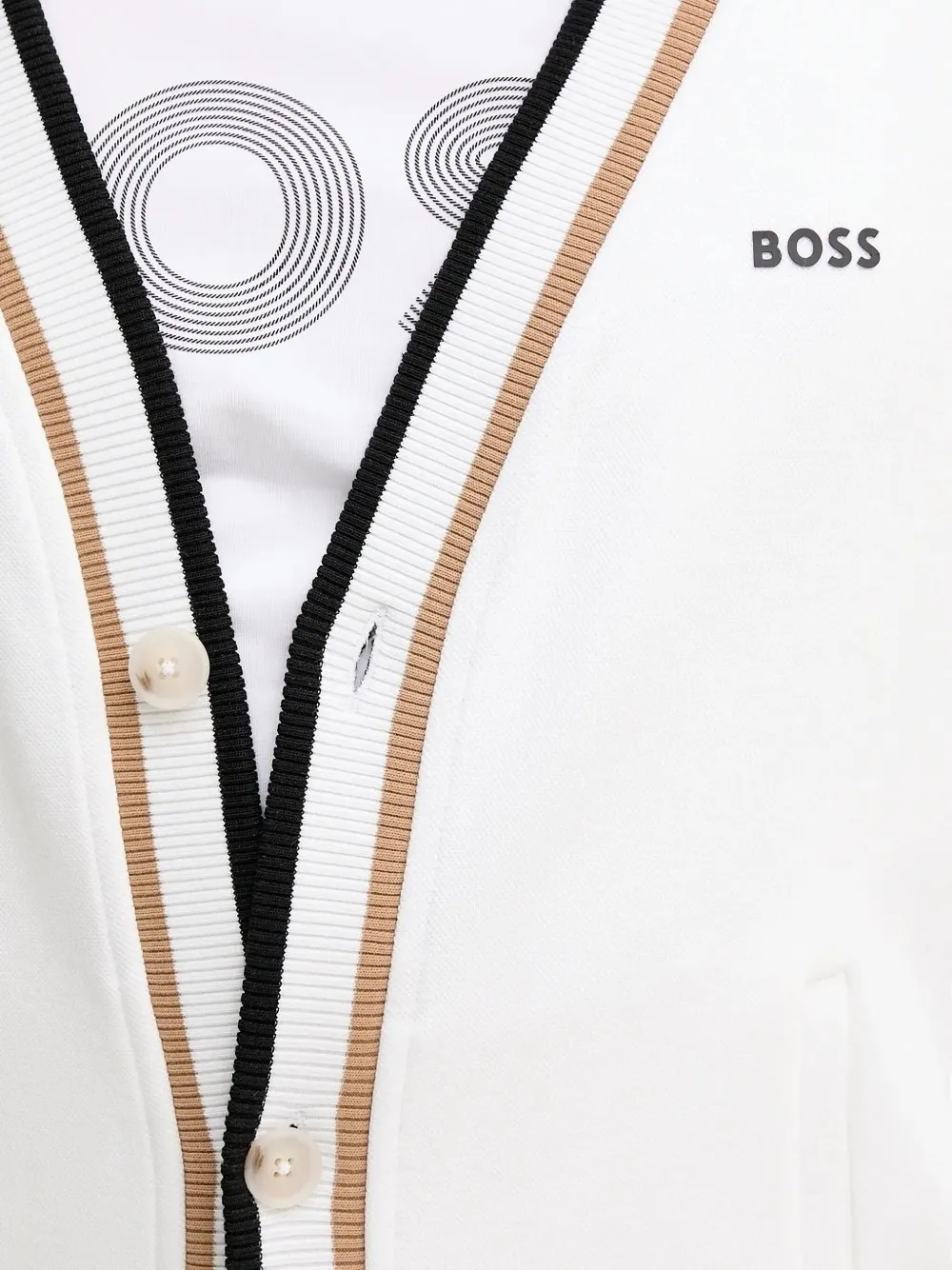 BOSS buttoned striped cardigan Wit