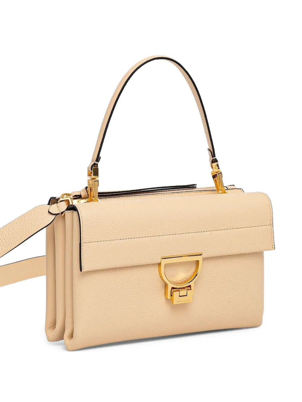 Coccinelle Boekentas met D-ring en handgreep Beige