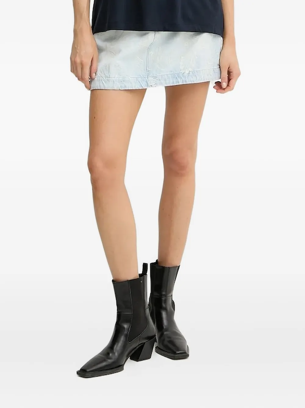 Hugo Boss Denim Mini Skirt In Blue
