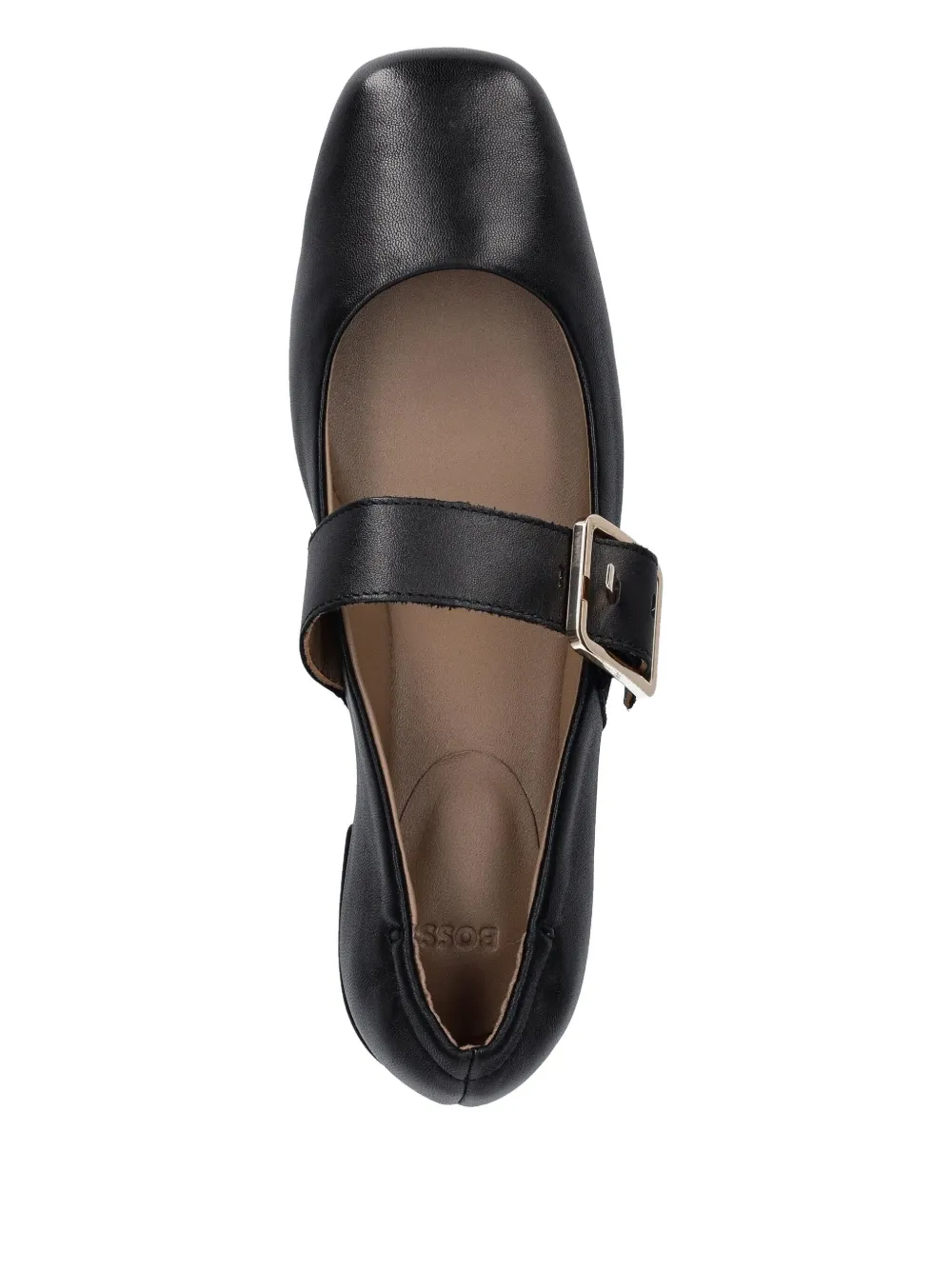 Hugo Boss Buckle-strap Square-toe Flats In Black