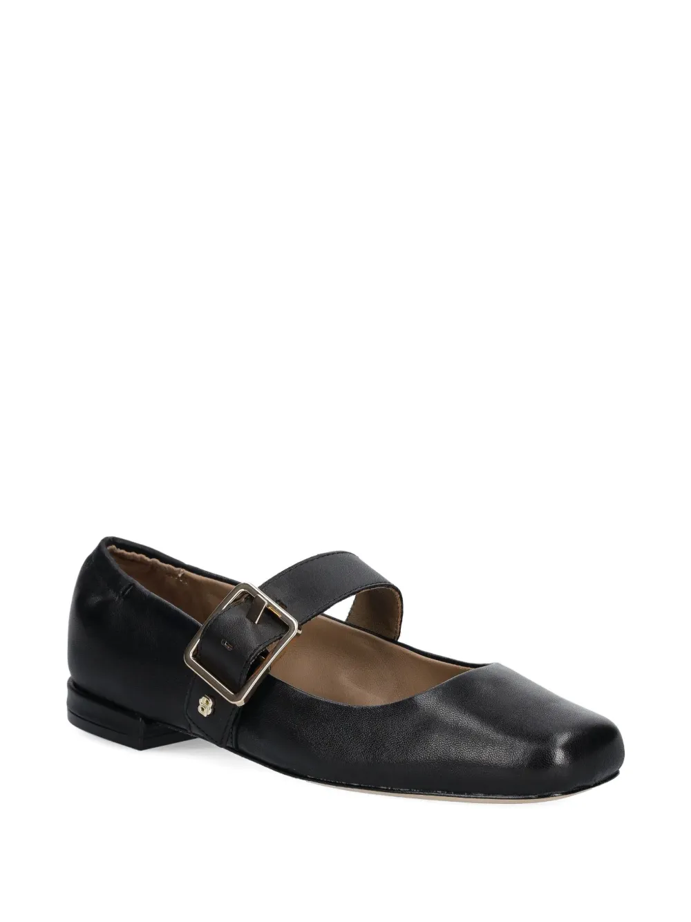 Hugo Boss Buckle-strap Square-toe Flats In Black