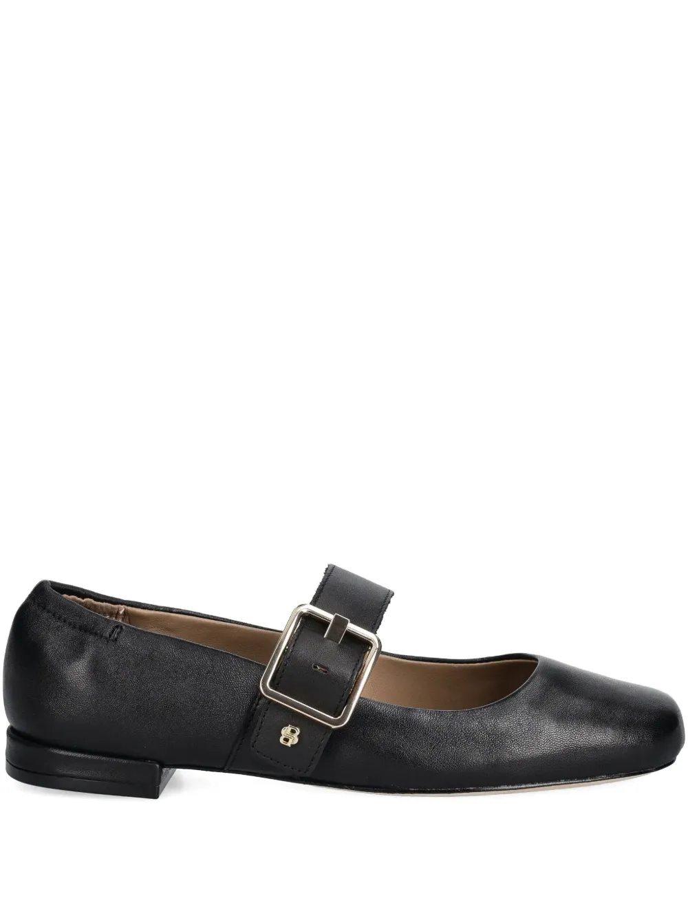 Hugo Boss Buckle-strap Square-toe Flats In Black