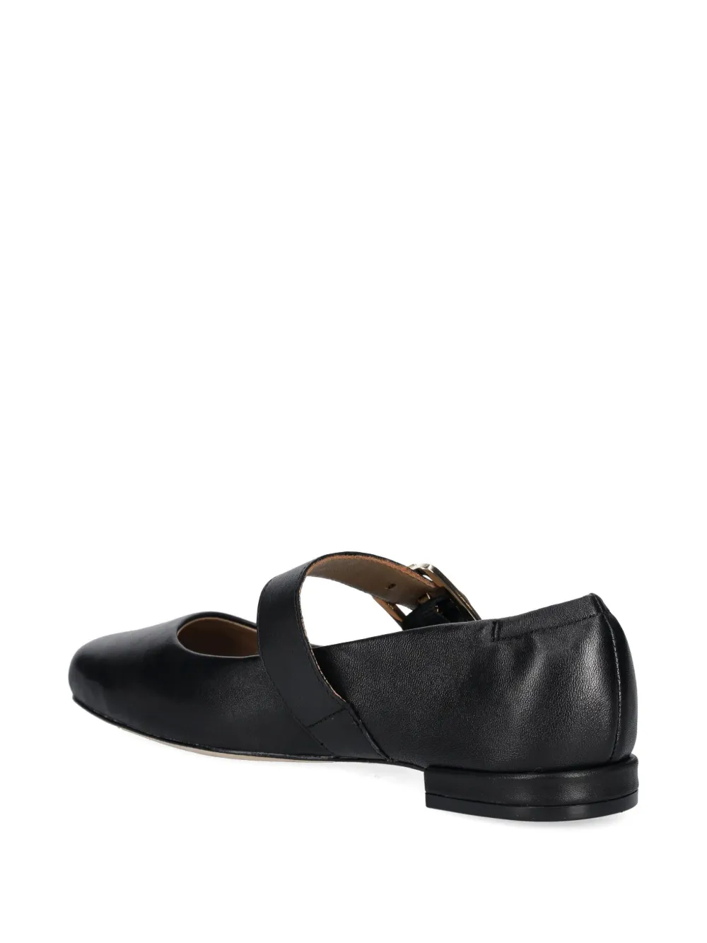 Hugo Boss Buckle-strap Square-toe Flats In Black