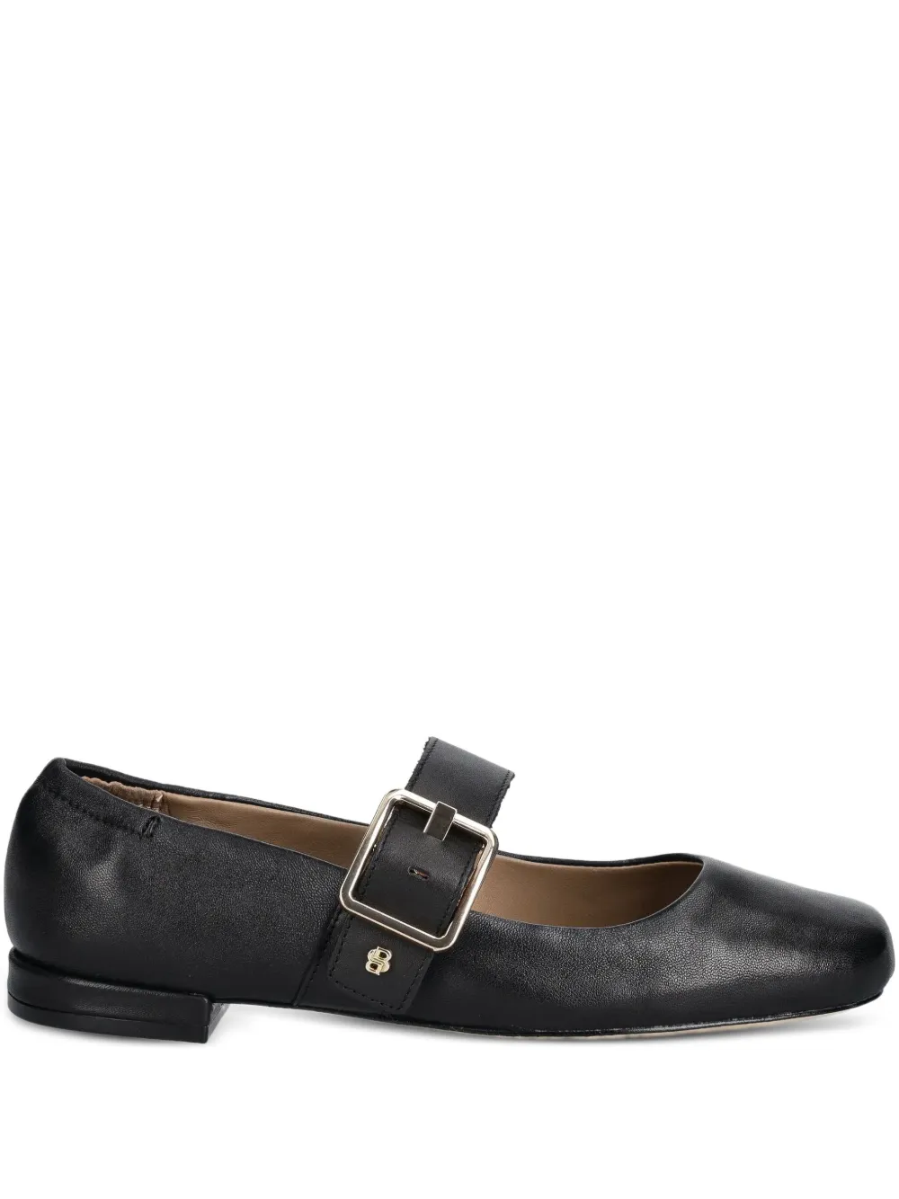 BOSS buckle-strap square-toe flats Black