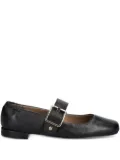 BOSS buckle-strap square-toe flats - Black