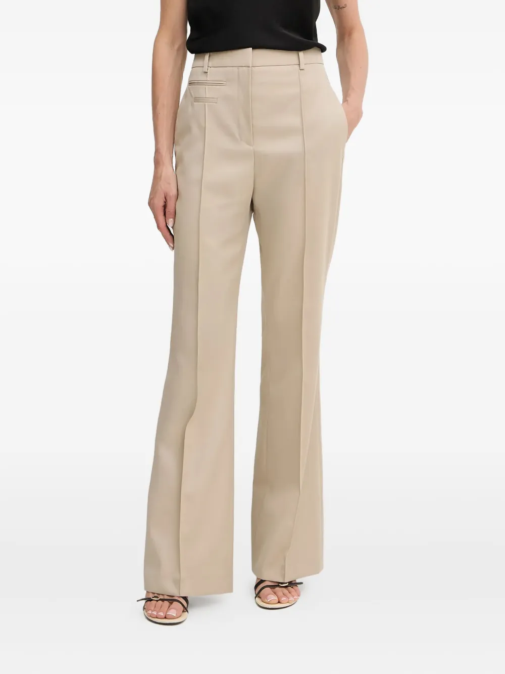 Hugo Boss Pleated-front Tailored Trousers In Neutral