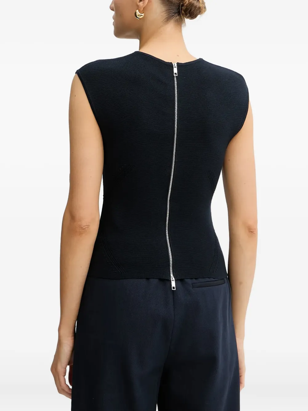BOSS zip-fastening sleeveless blouse Blauw