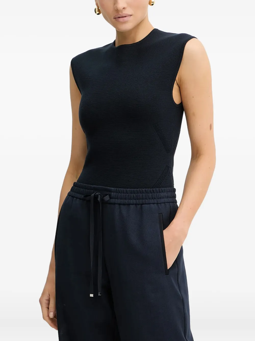 BOSS zip-fastening sleeveless blouse Blauw