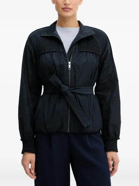 BOSS smocked-yoke belted jacket