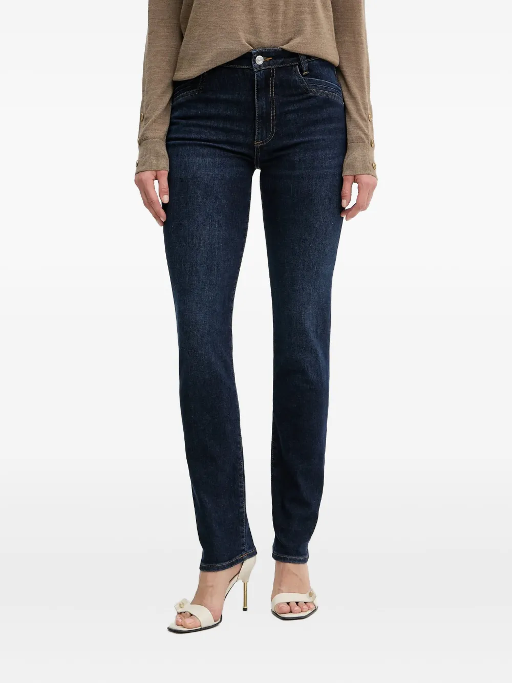 Hugo Boss Detailed Straight-leg Jeans In Blue