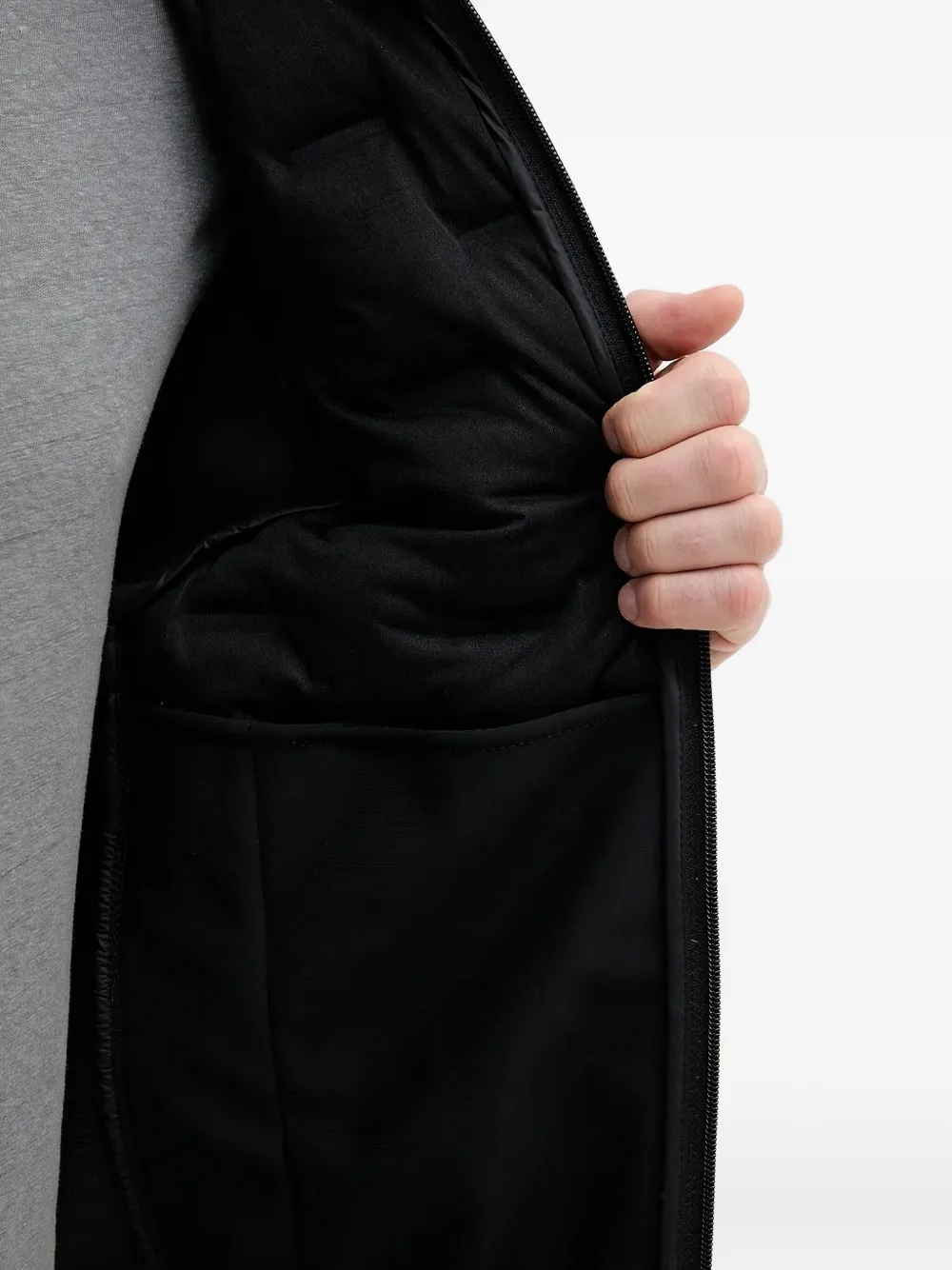 Hugo Boss Quilted Hooded Jacket In Black