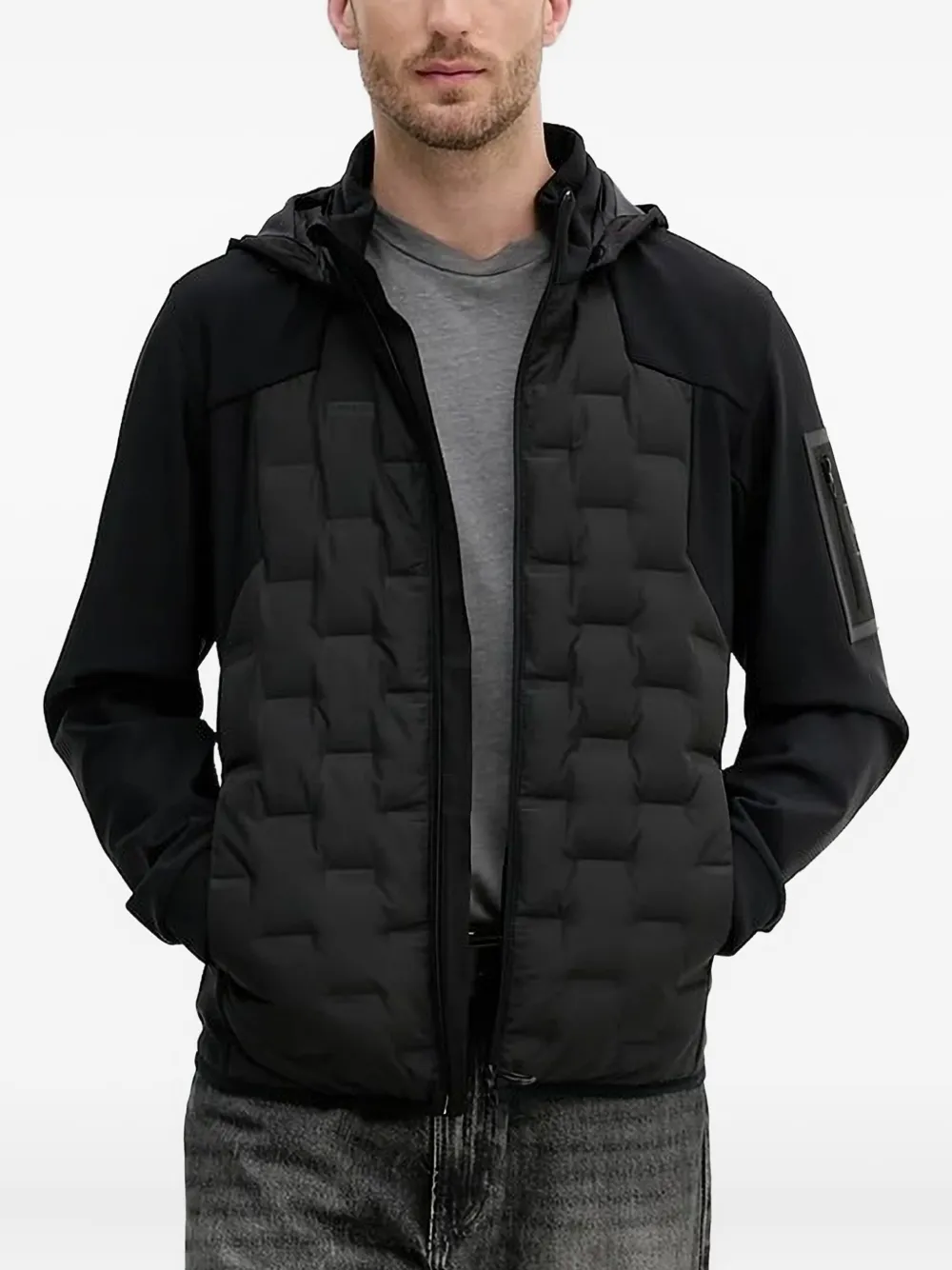 BOSS quilted hooded jacket | Black | Image 1