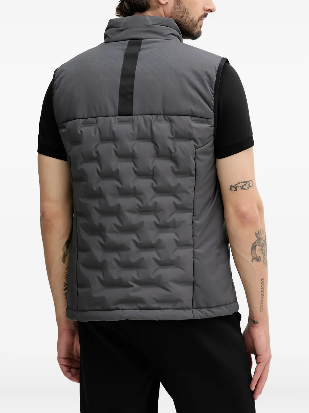 Hugo Boss Panelled Quilted Gilet In Gray