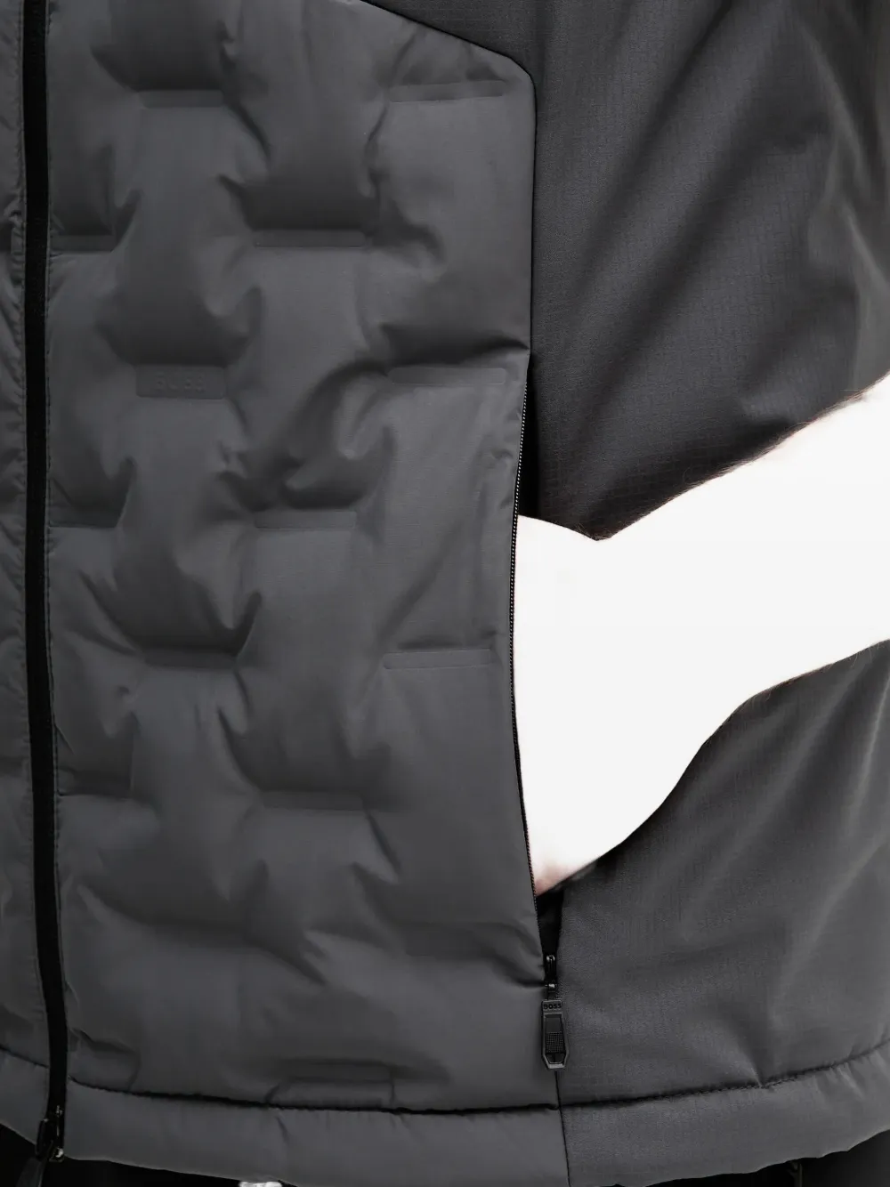 Hugo Boss Panelled Quilted Gilet In Gray