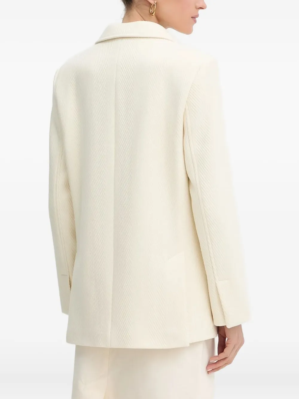 Hugo Boss Herringbone-pattern Blazer In White