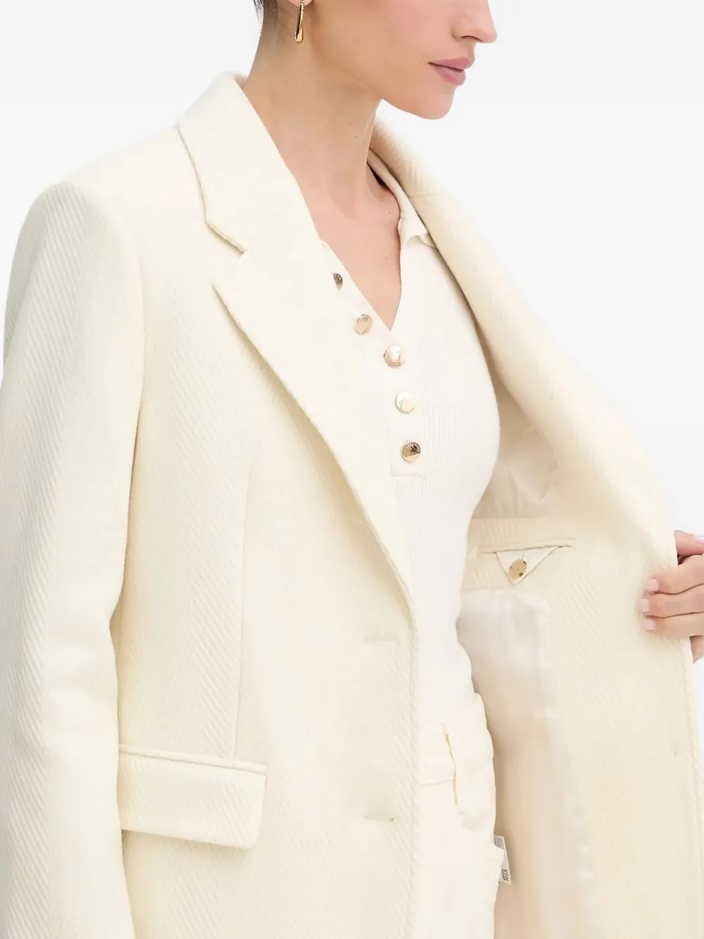 Hugo Boss Herringbone-pattern Blazer In White