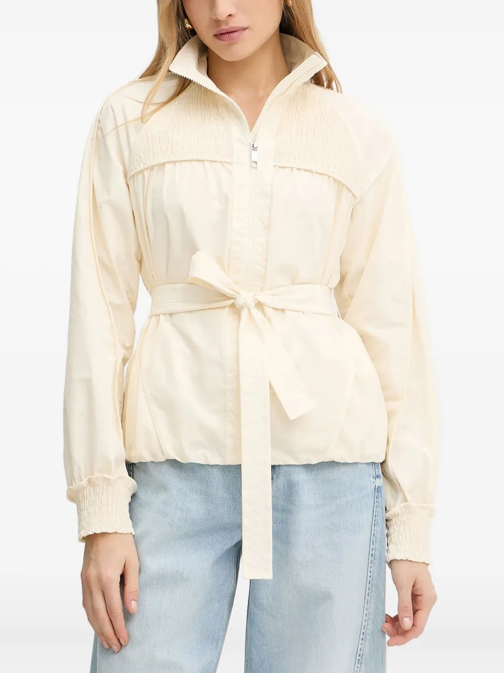BOSS smocked-panel elasticated jacket Beige