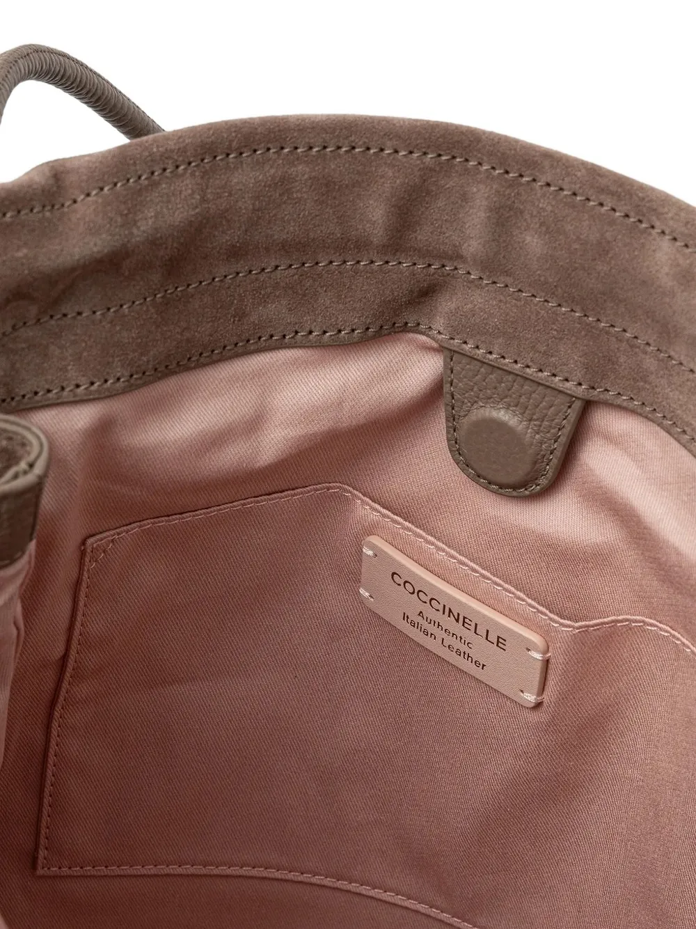 Coccinelle large Dulse embossed-logo suede tote bag Bruin