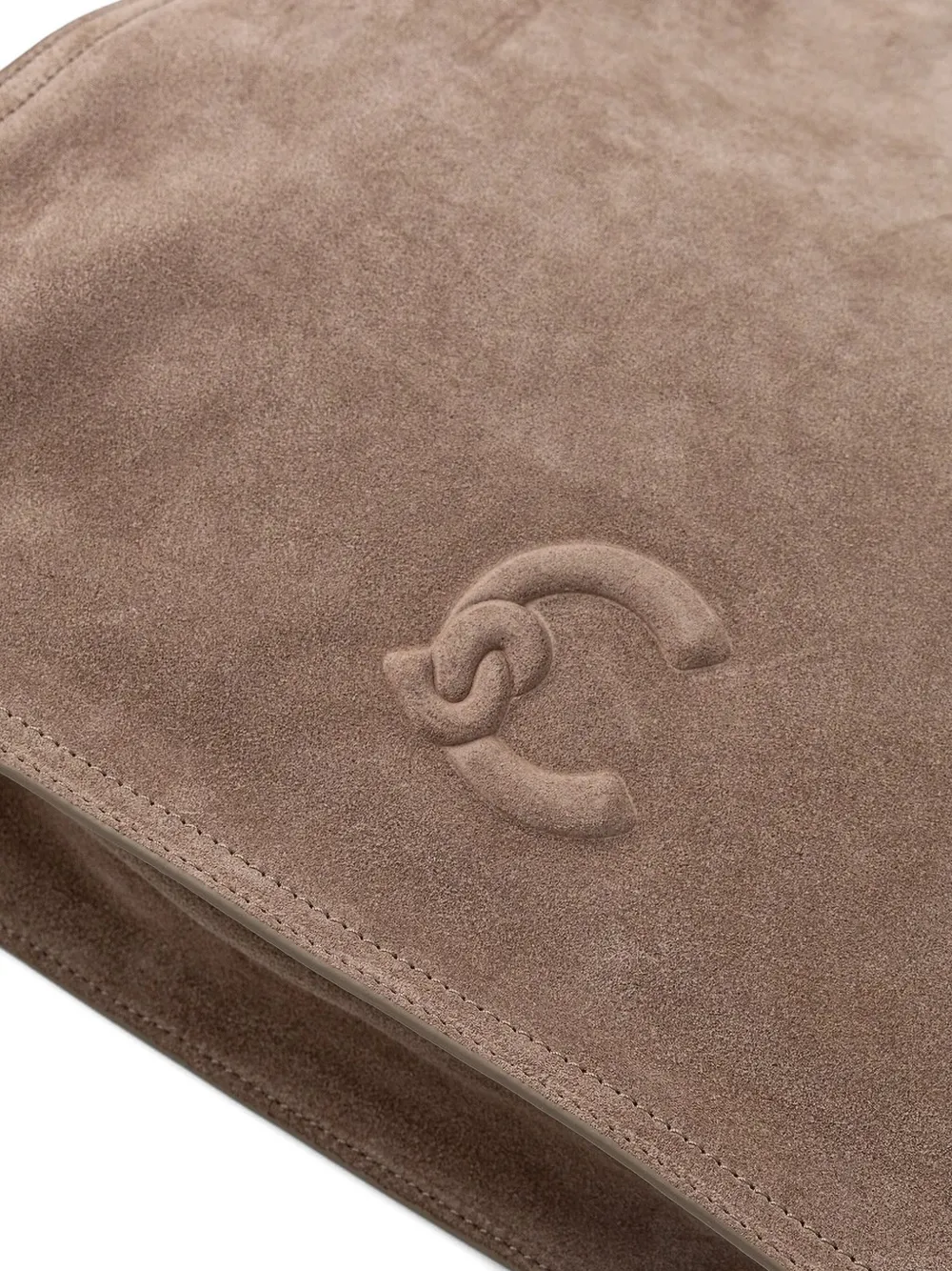 Coccinelle large Dulse embossed-logo suede tote bag Bruin