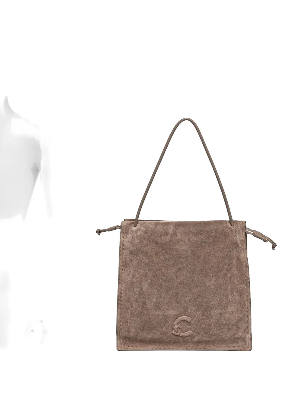 Coccinelle large Dulse embossed-logo suede tote bag Bruin